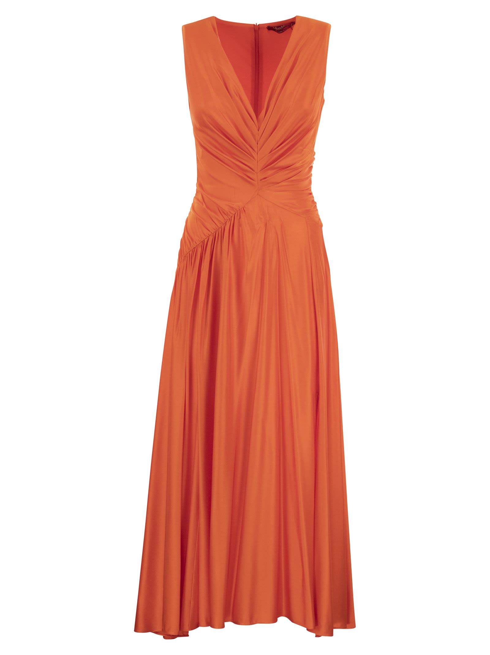 max mara orange dress Max Mara - Orange dress made of silk with a floral print UMILE