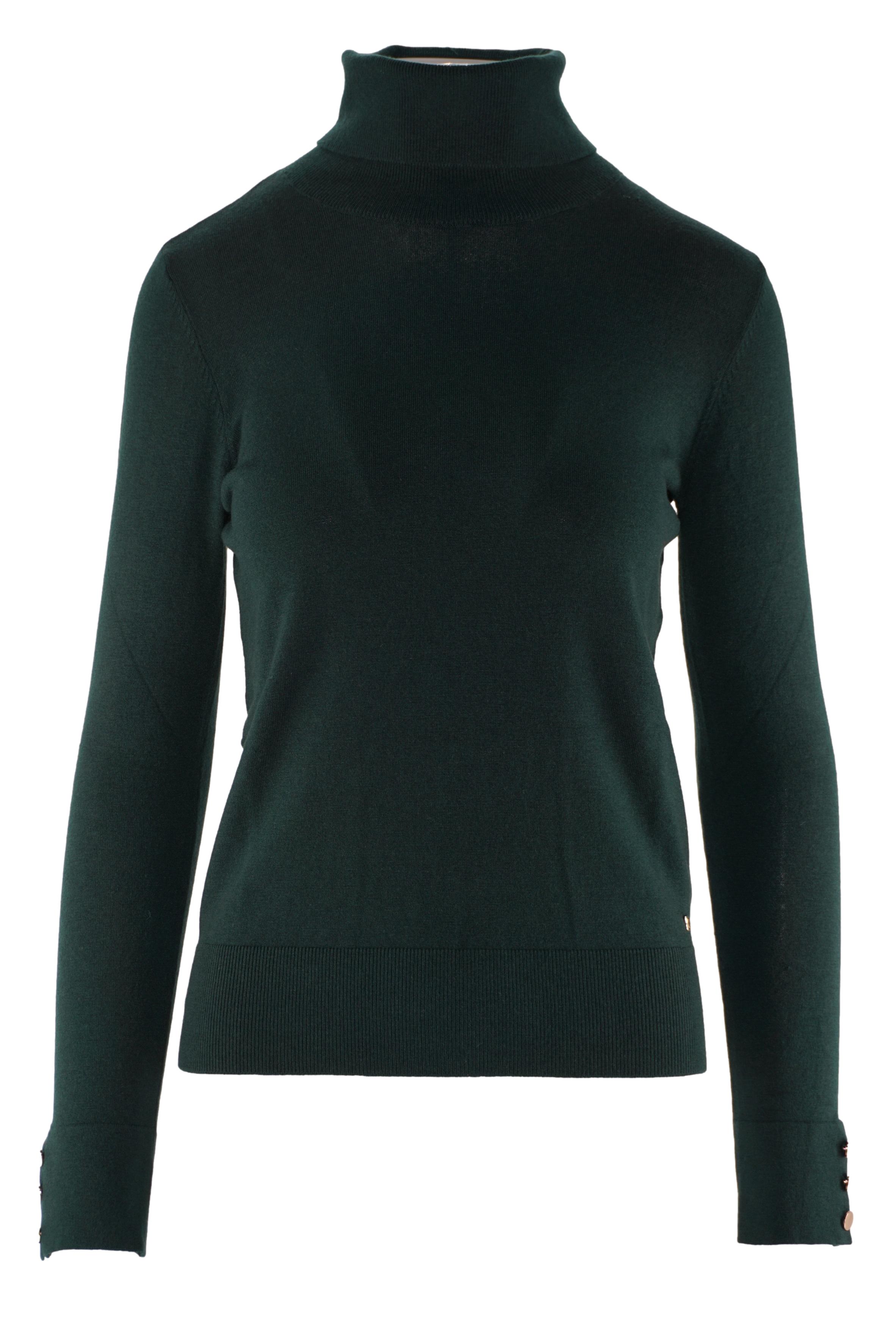 Turtleneck Dolcevita Verde Turtleneck Sweater With Button Detail Green