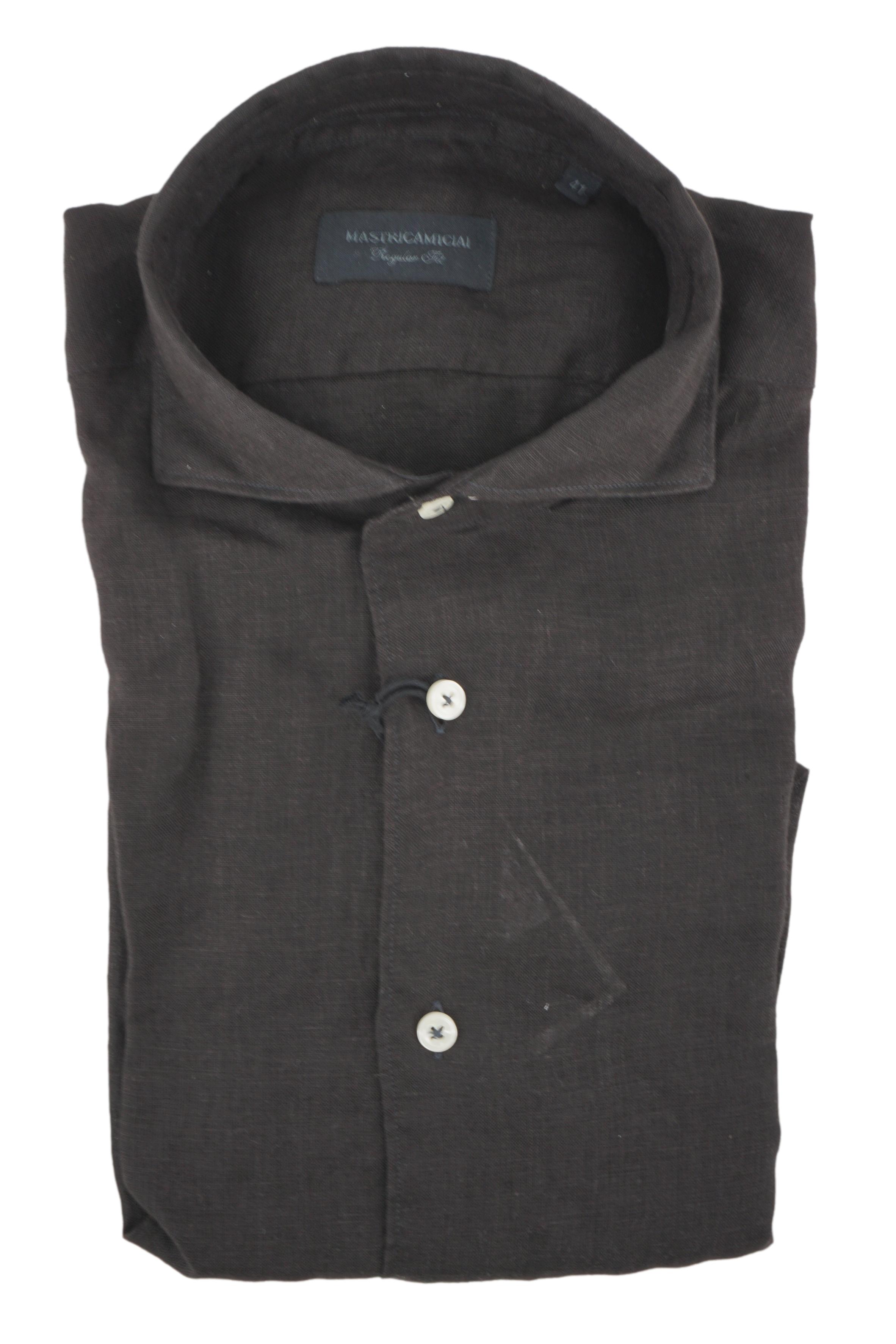 Linen Shirt with Soft Collar Black - Main Image