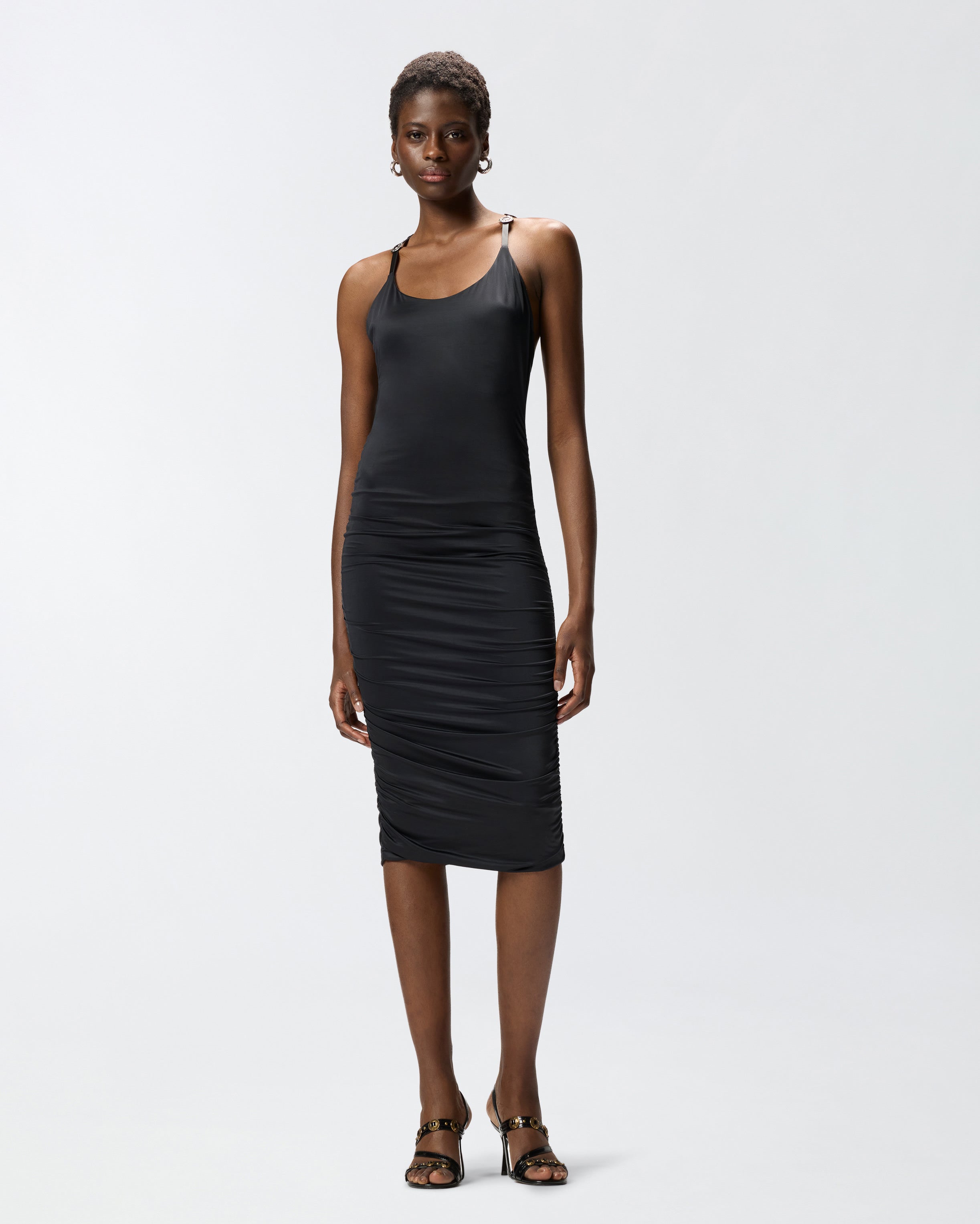 Pinko - Shiny midi dress with Crossed shoulder straps