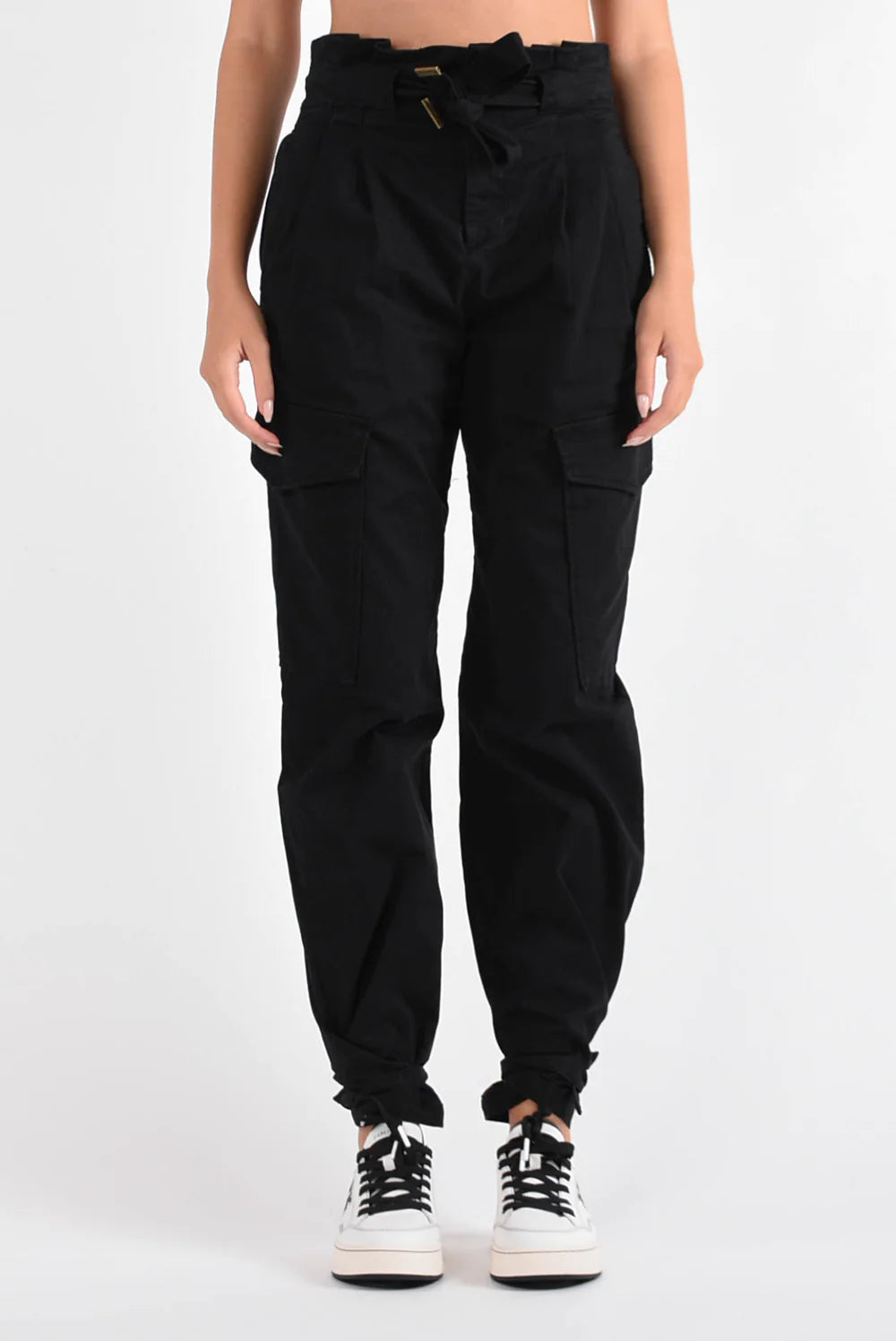 Stretch Satin Cargo Pants Black - Main Image