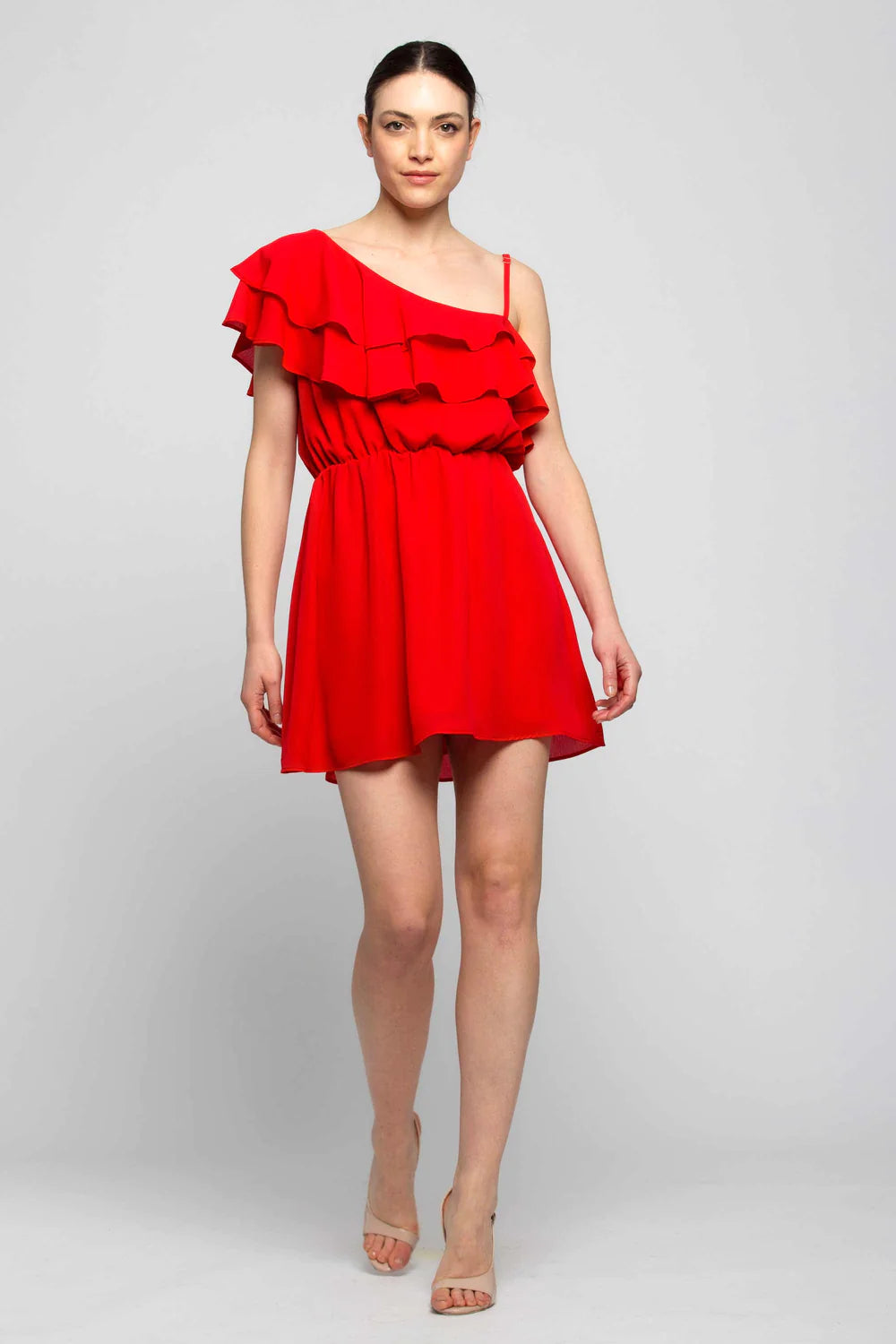 Kocca Red Asymmetric Short Dress