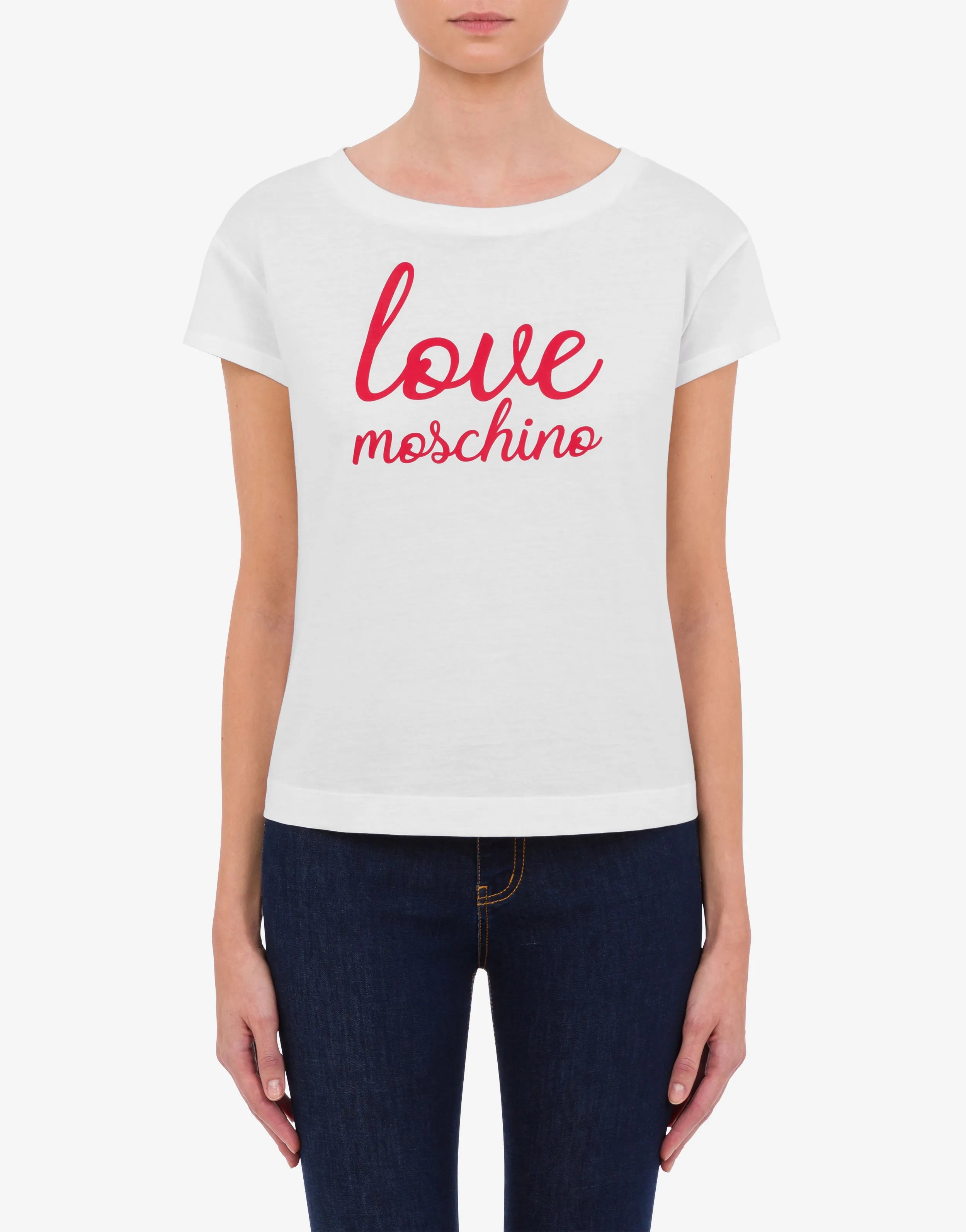 T-Shirt with Love Moschino Logo White
