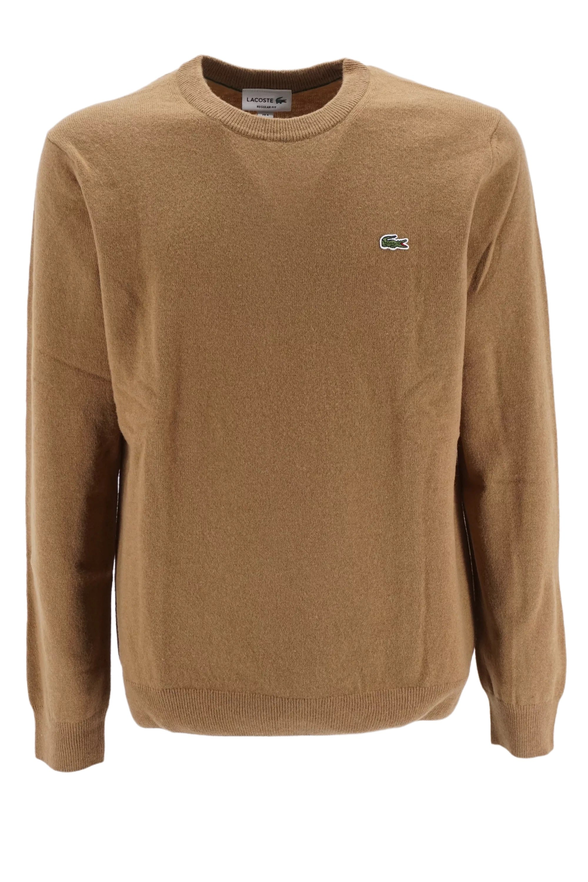 Crewneck Sweater with Lacoste Logo Beige
