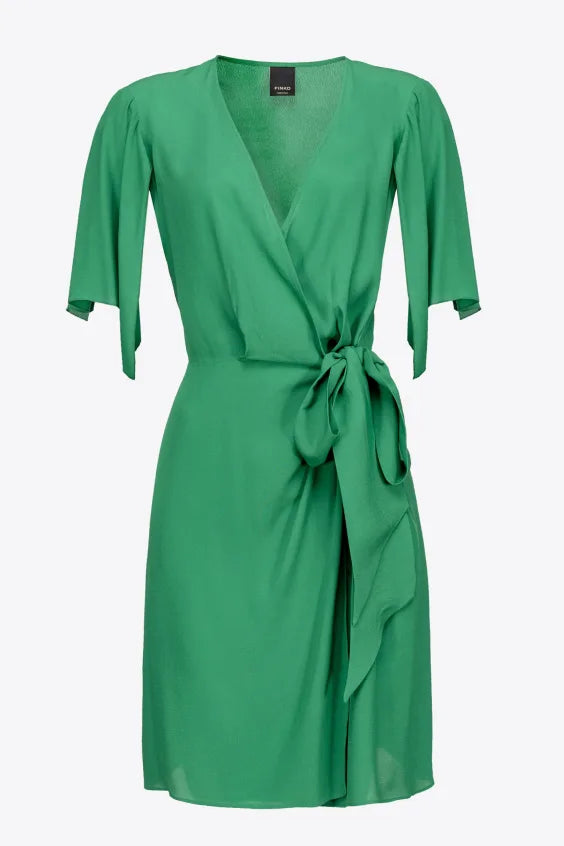 Crossed Dress in Crepe Pinko / Green Crossed Dress in Crepe Pinko / Green