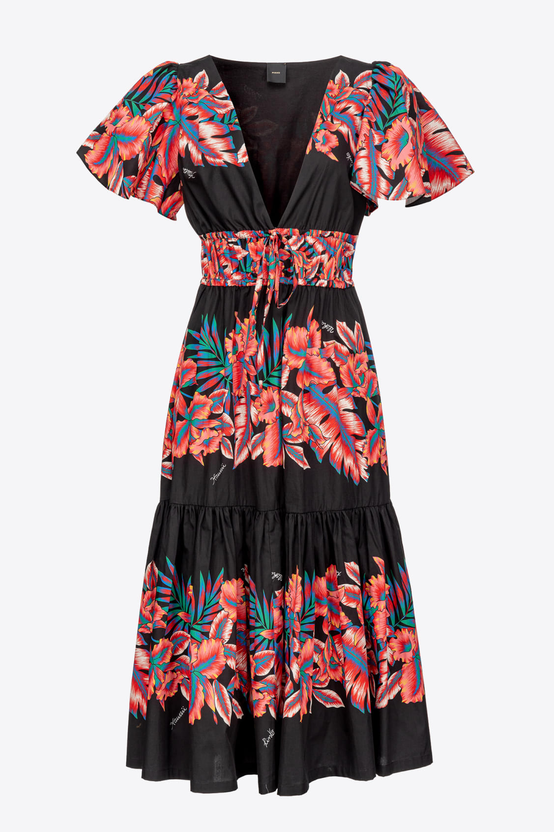 Poplin Dress with Print Pinko / Black