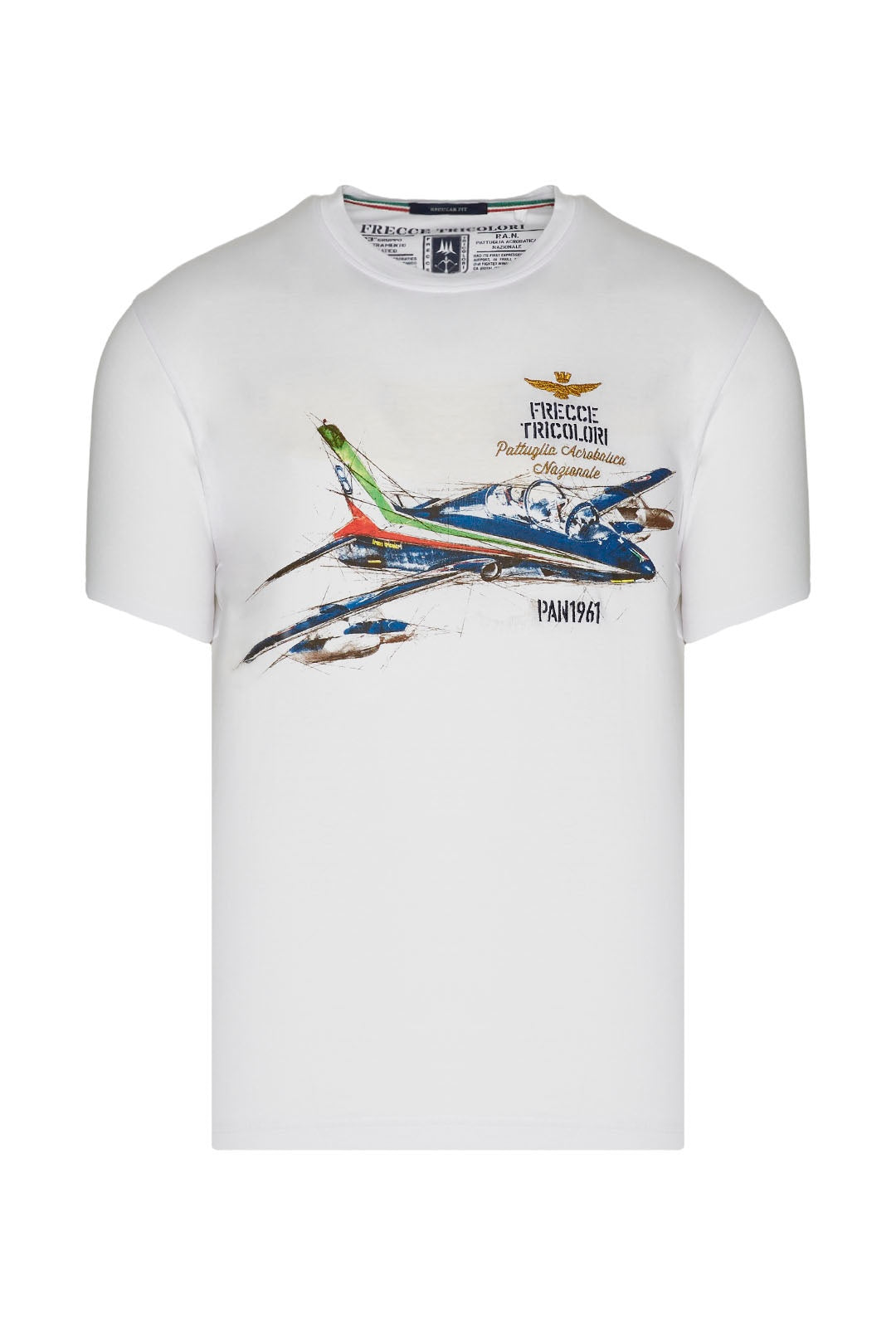 T-Shirt with Military Aeronautical Print White
