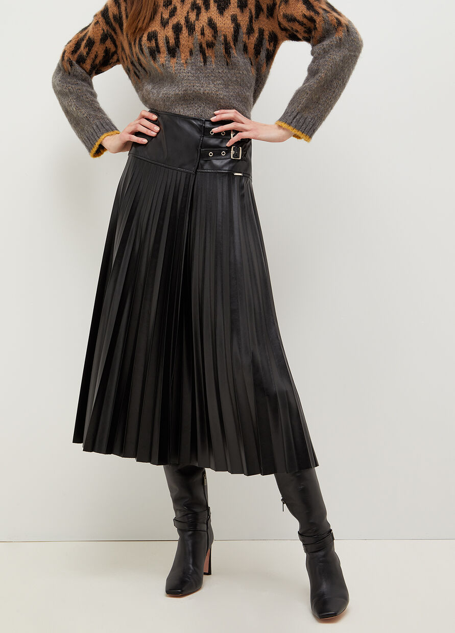 Skirt Gonna Plisse Ecopelle Gonna Plissé In Eco-leather Liu Jo Black