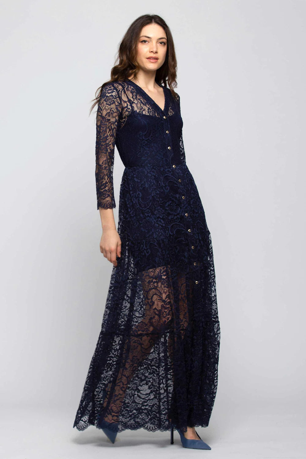 Long Kocca Lace Dress Blue