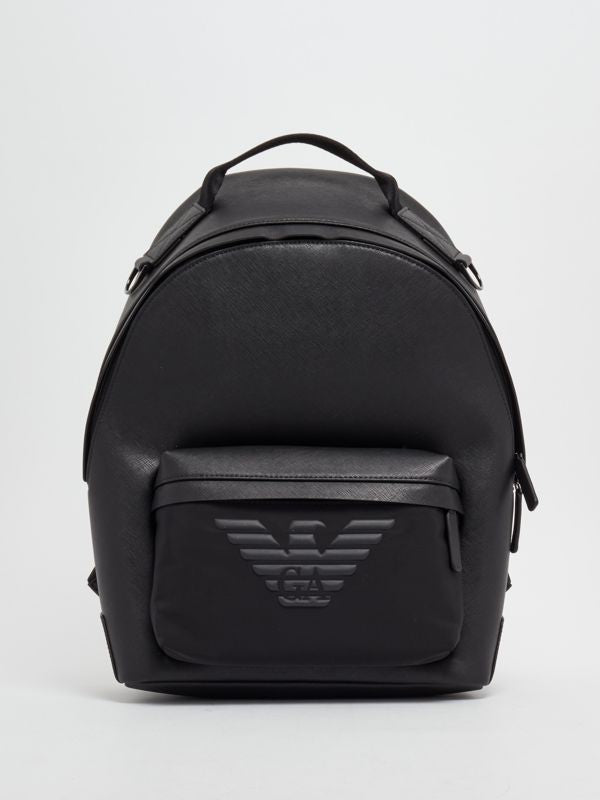 armani backpack leather Emporio Armani Recycled Leather Backpack / Black