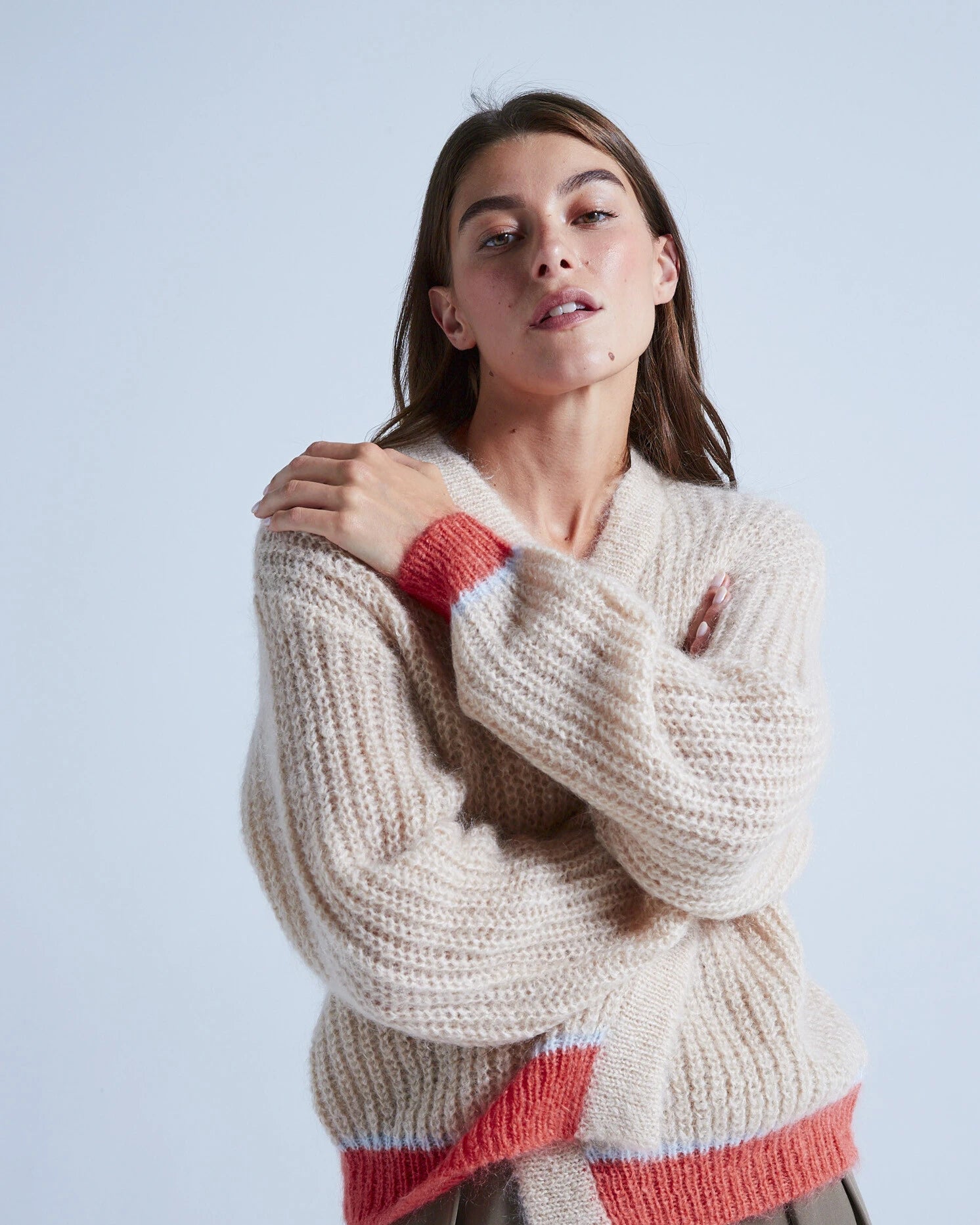 Wool Sweater Lana Mohair Wool And Mohair Cardigan Sweater Bege