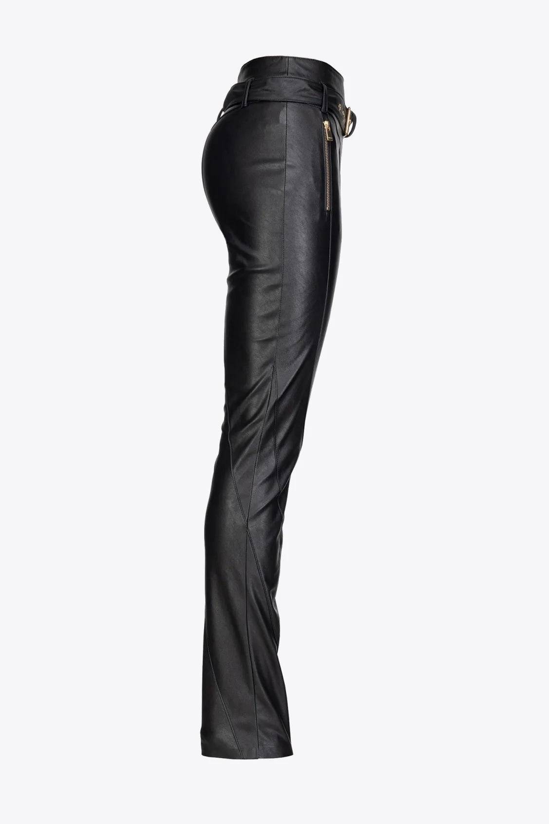 Pantalone Slim Fit Effetto Pelle / Nero - Ideal Moda