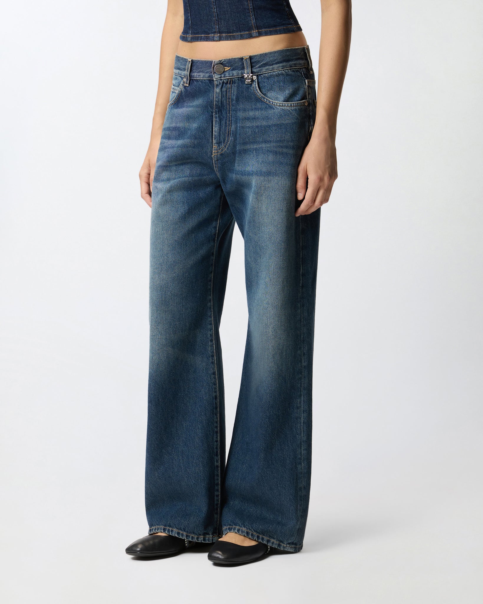 Jeans Wide Leg in Denim / Jeans - Ideal Moda