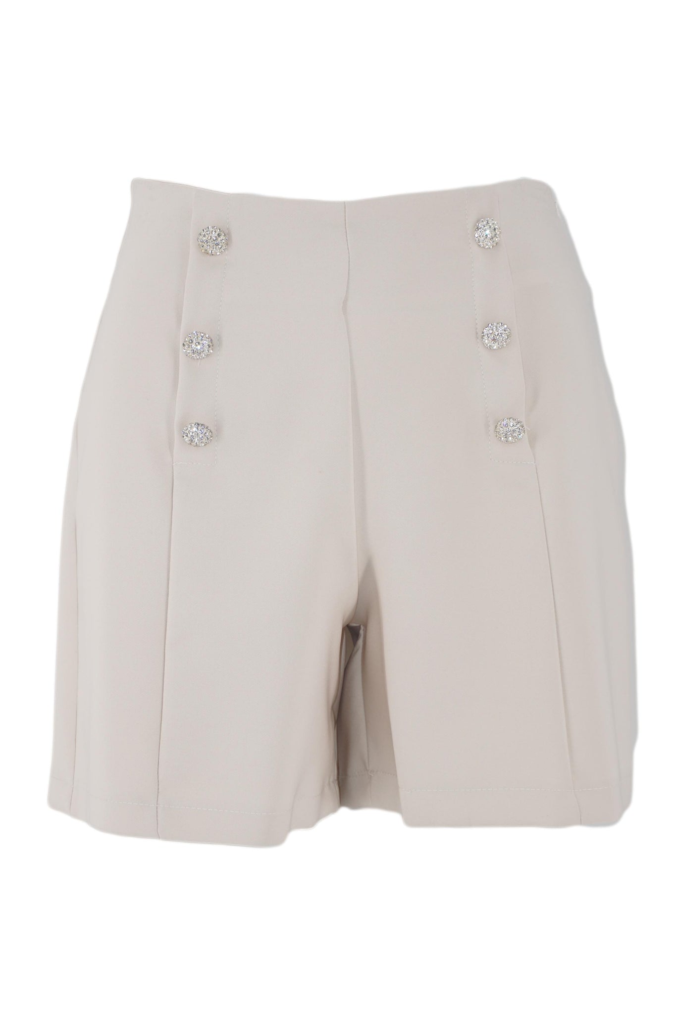 Pantaloncino con Bottoni Gioiello / Beige - Ideal Moda