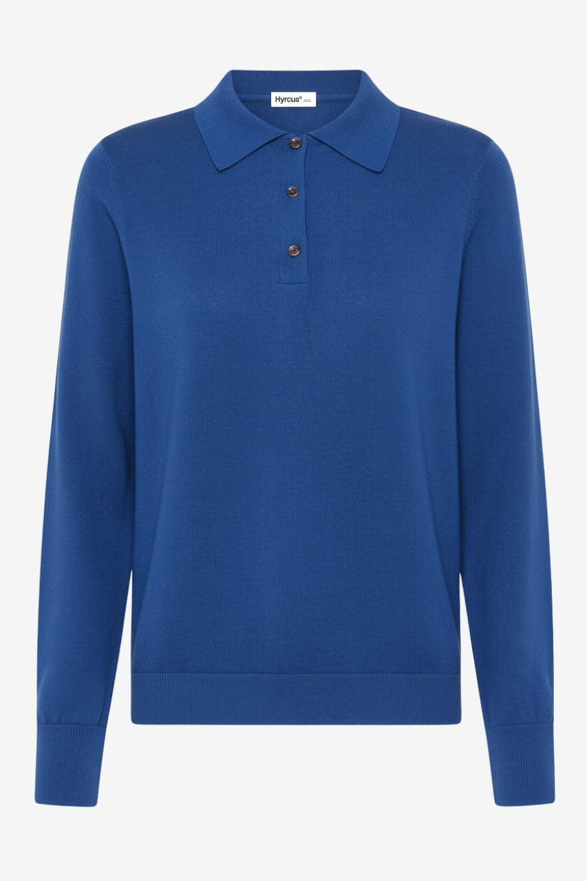 Maglia Polo in Lana Merino Extrafine / Bluette - Ideal Moda