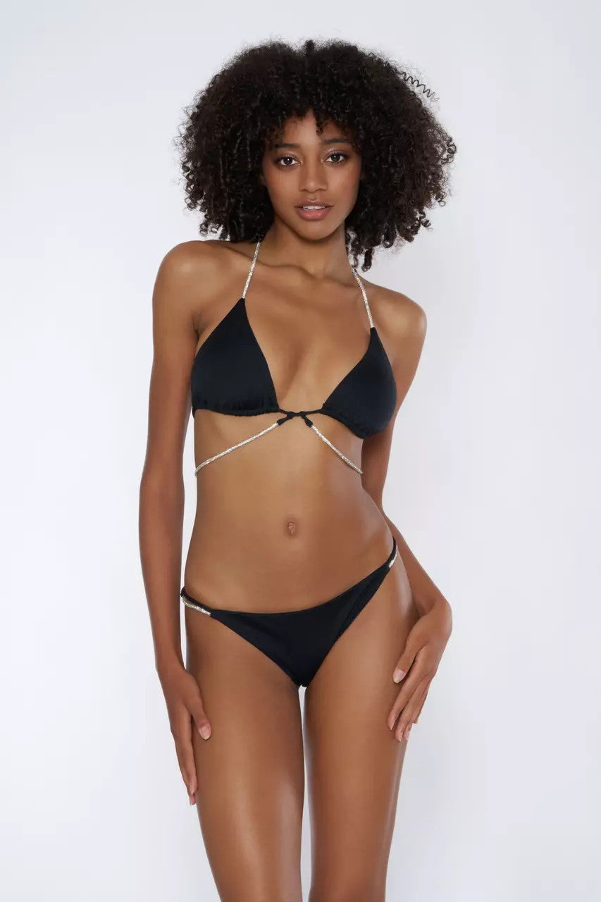 Bikini Triangolo con Lacci / Nero - Ideal Moda