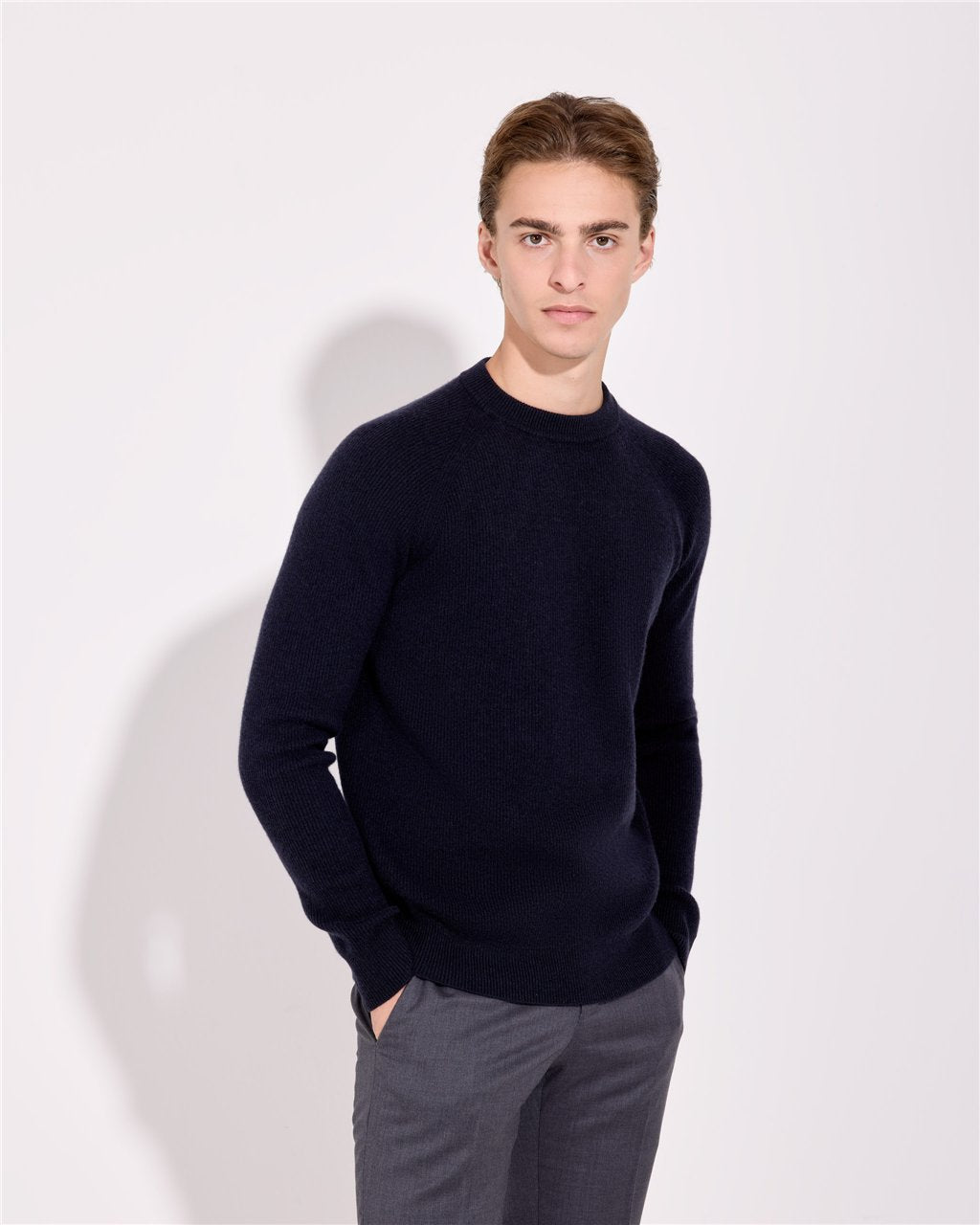 Maglia Girocollo Raglan a Costa Inglese / Blu - Ideal Moda