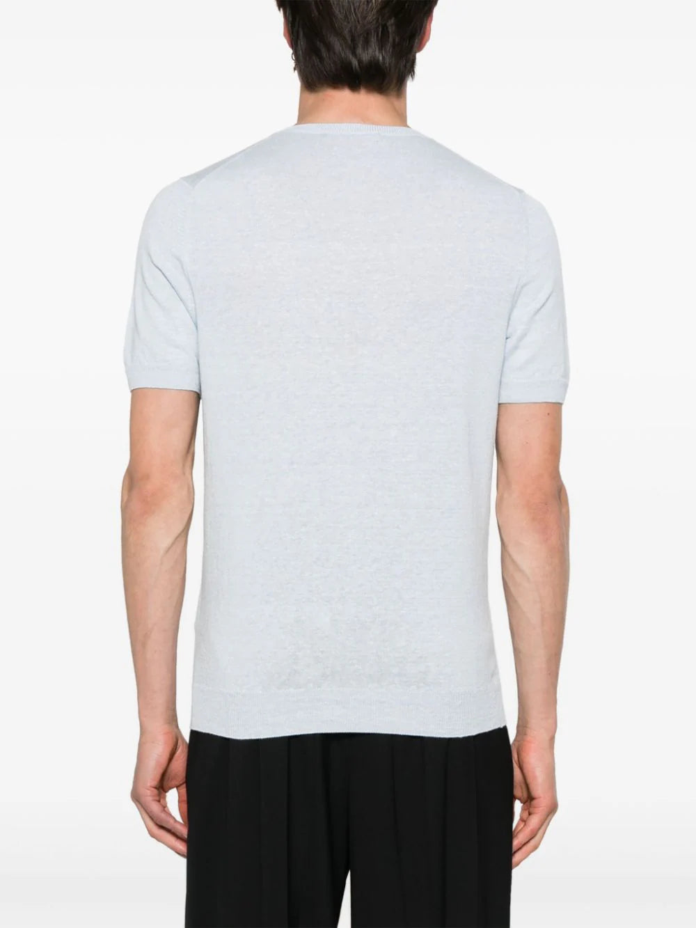 T-Shirt in Lino e Cotone / Celeste - Ideal Moda