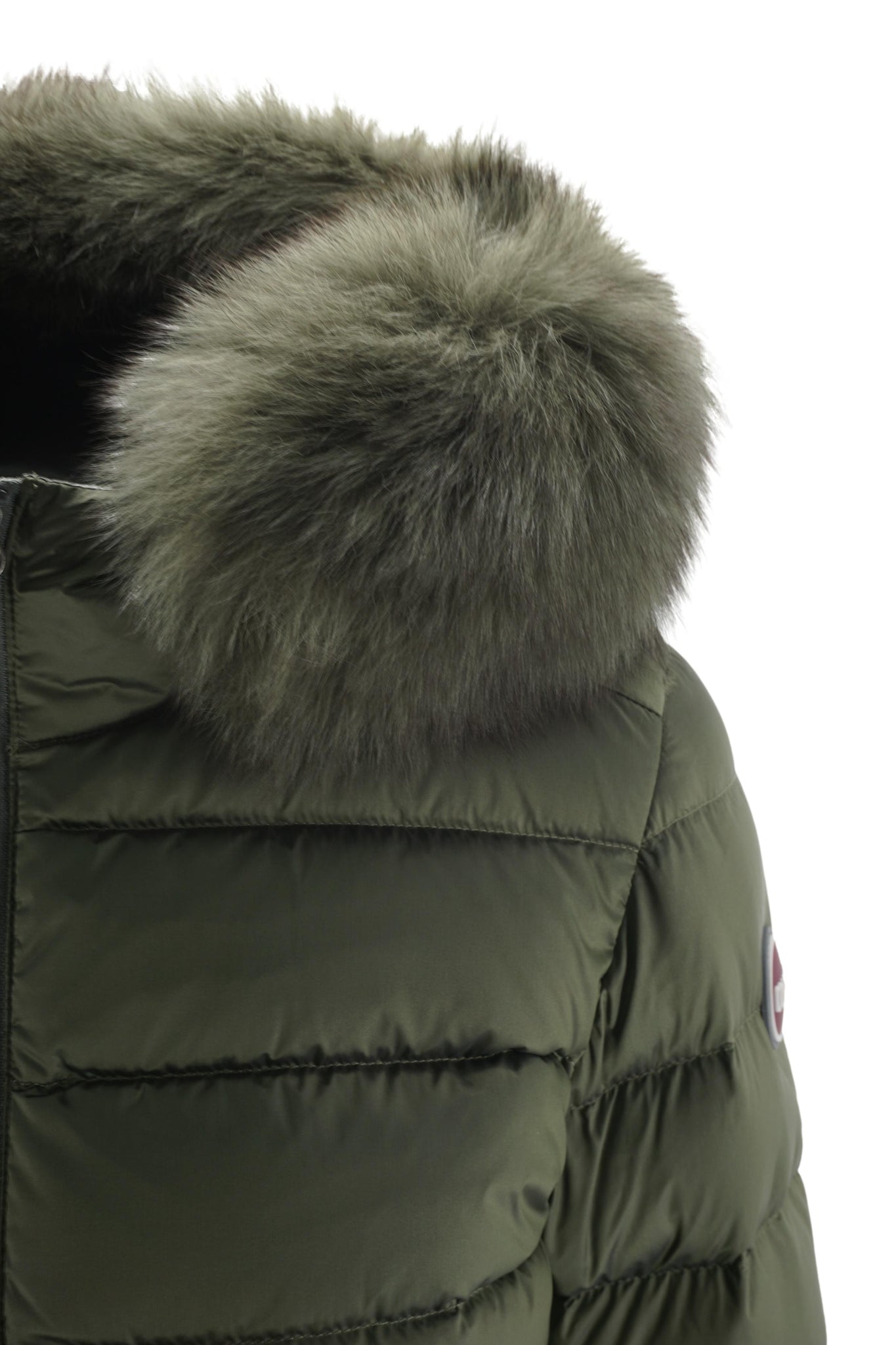 Piumino Corto con Pelliccia Sintetica / Verde - Ideal Moda