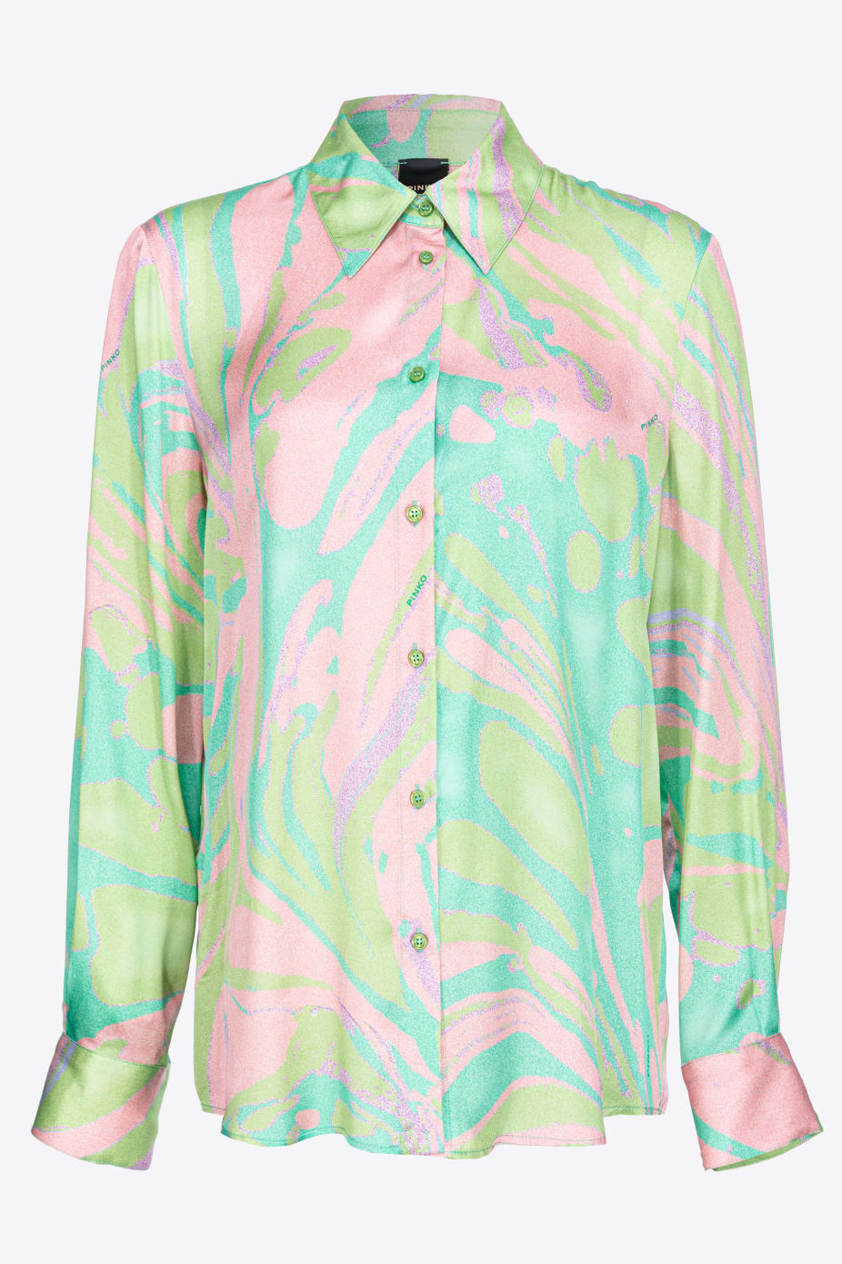 Camicia in Satin con Stampa / Verde - Ideal Moda