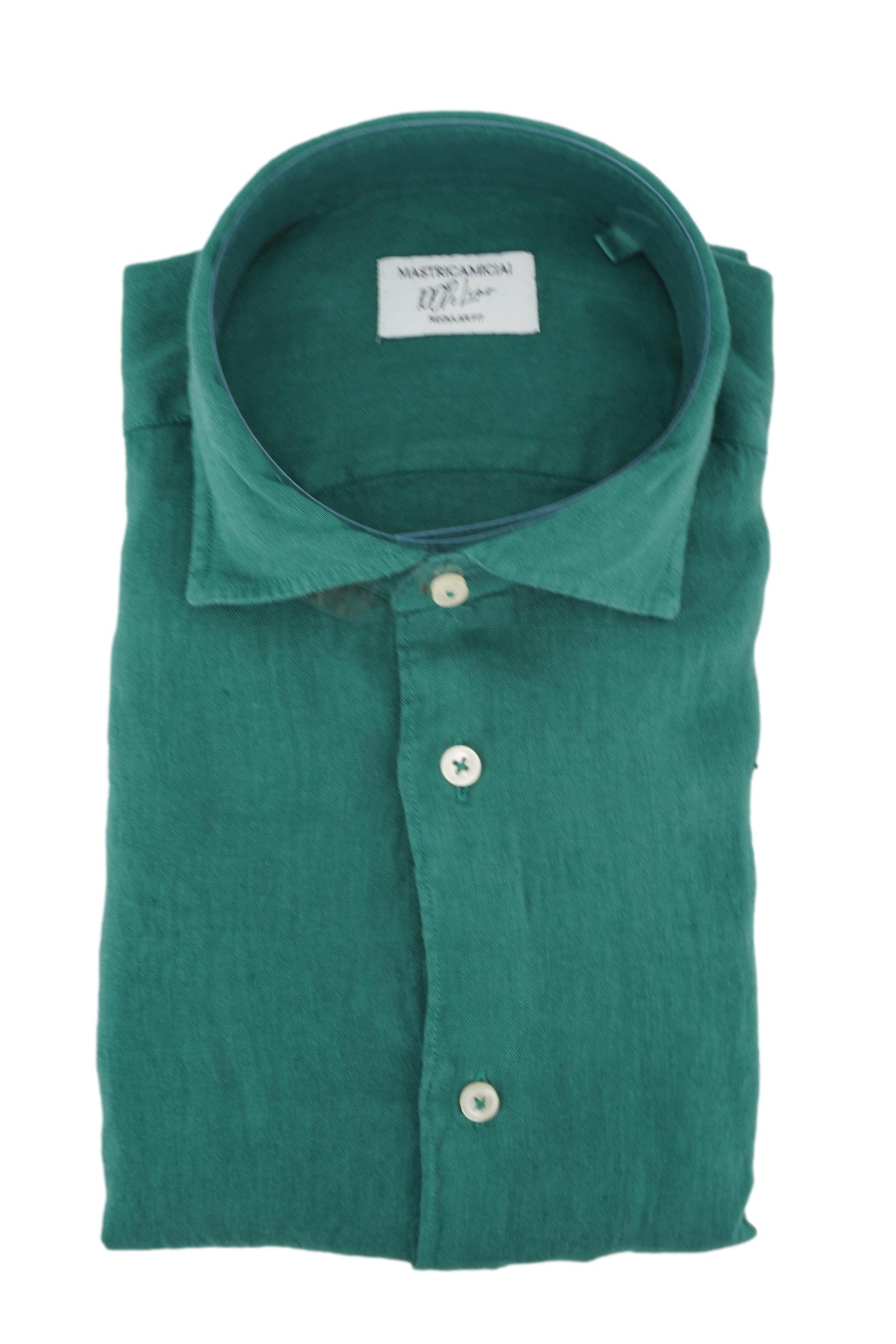 Camicia in Lino con Collo Morbido / Verde - Ideal Moda