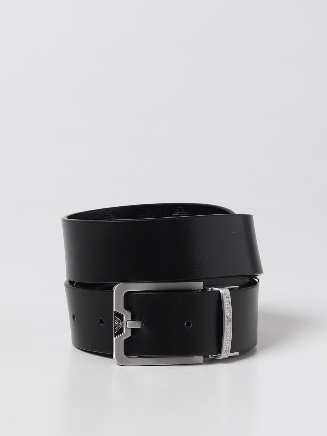 Cintura Reversibile in Pelle con Fibbia / Nero - Ideal Moda