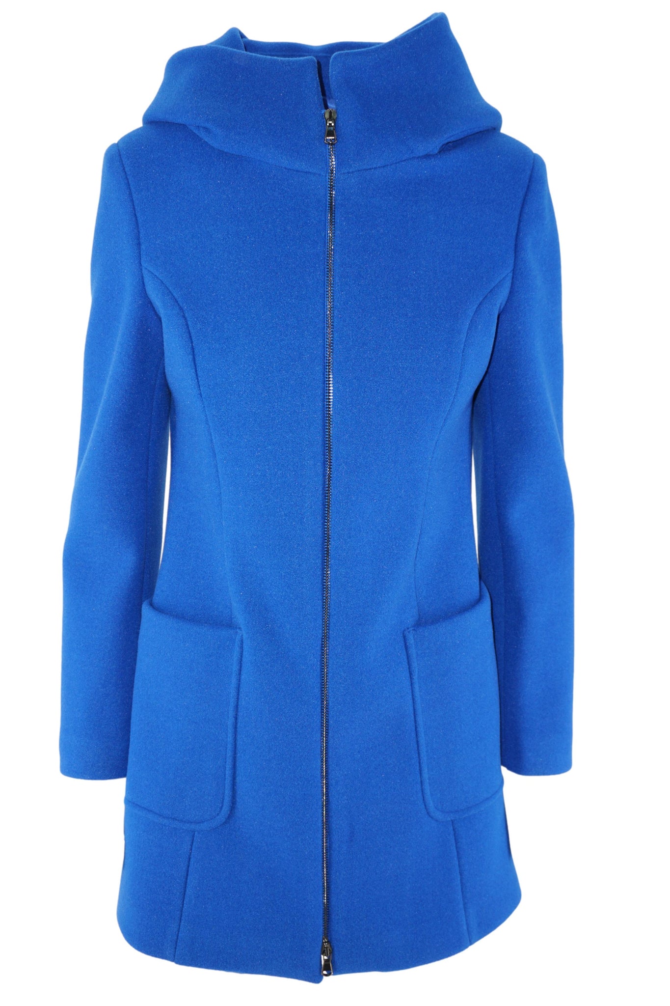 Cappotto con Zip e Cappuccio / Bluette - Ideal Moda