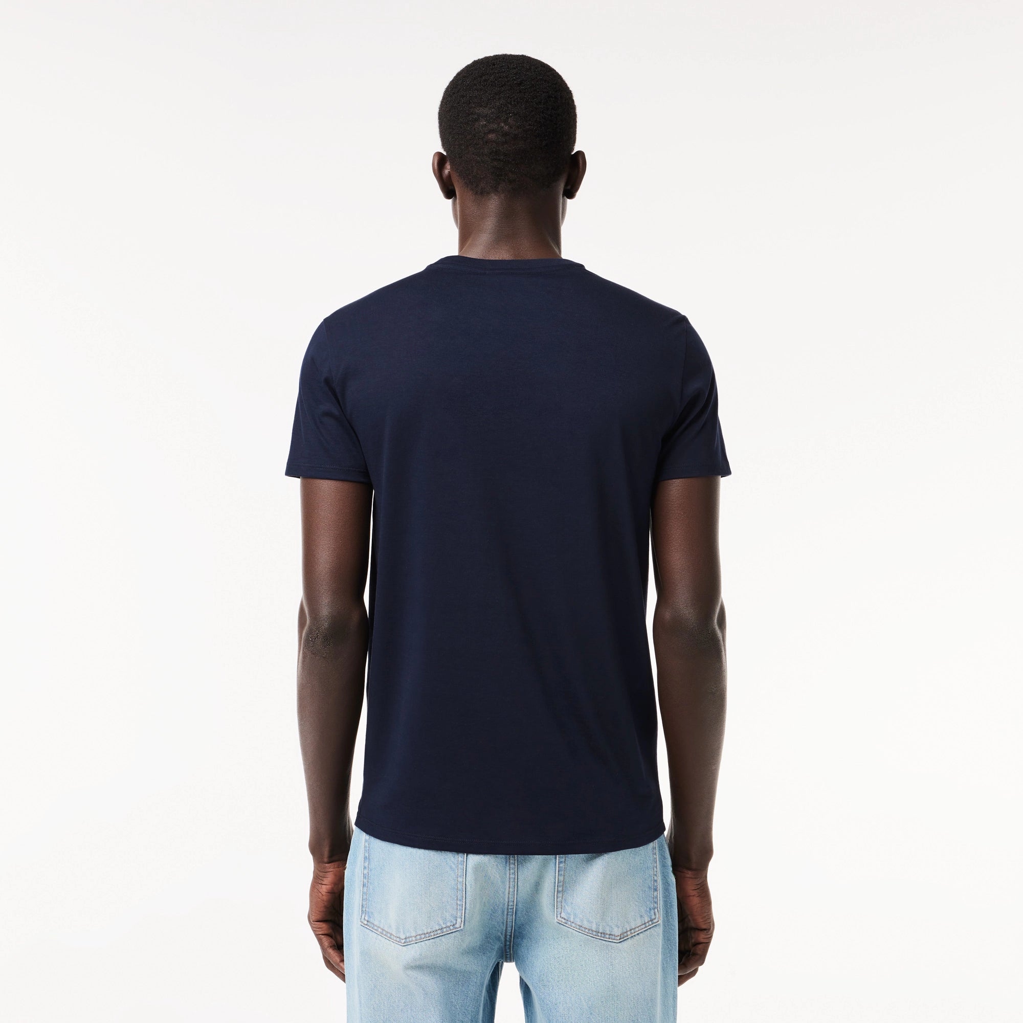 T-Shirt a Girocollo in Jersey di Cotone Pima / Blu - Ideal Moda