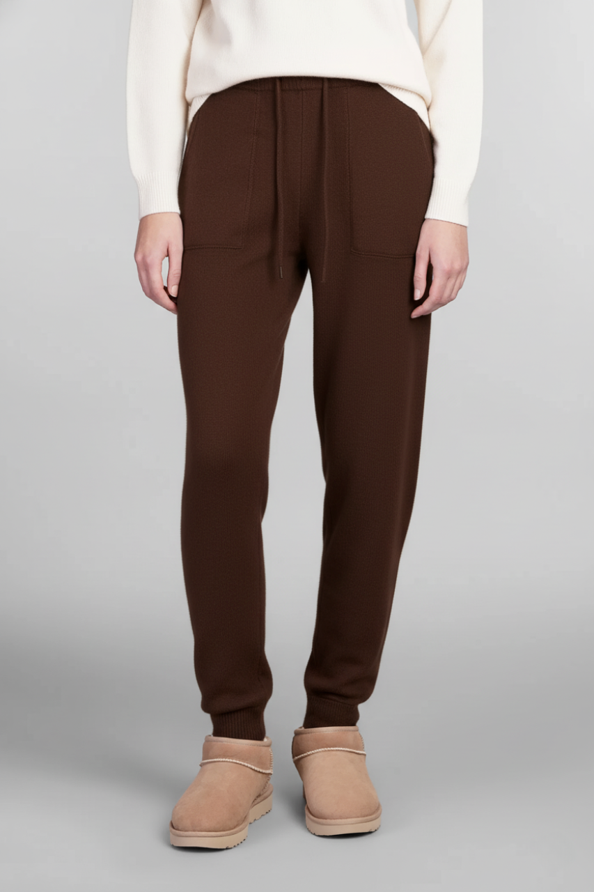 Pantalone in Lana Grenelle / Marrone - Ideal Moda