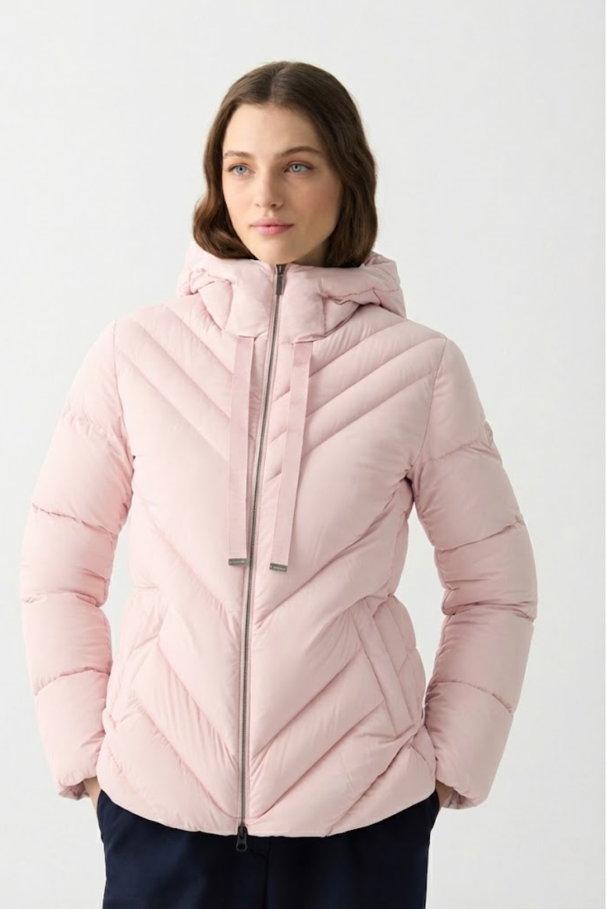 Stretch Down Jacket with Drawstring / Pink