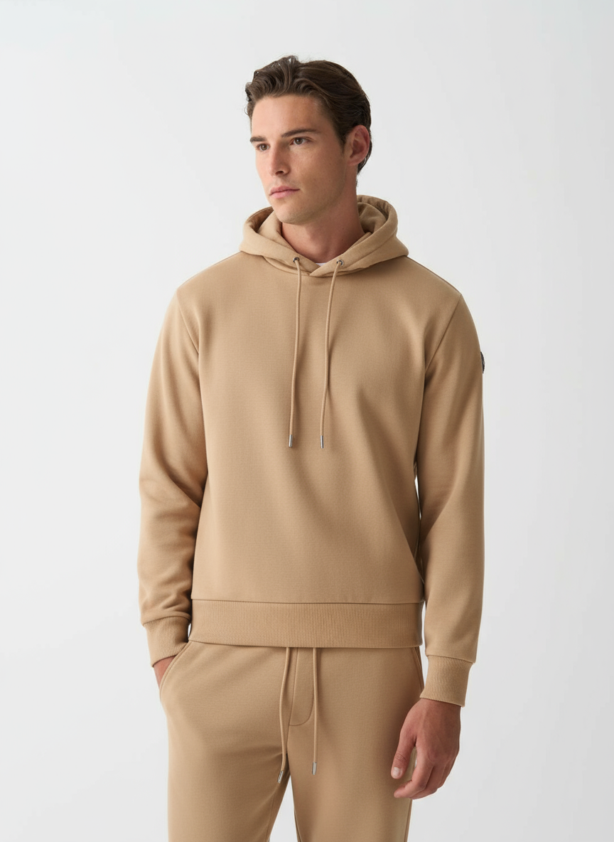 Felpa con Cappuccio in Cotone / Beige - Ideal Moda