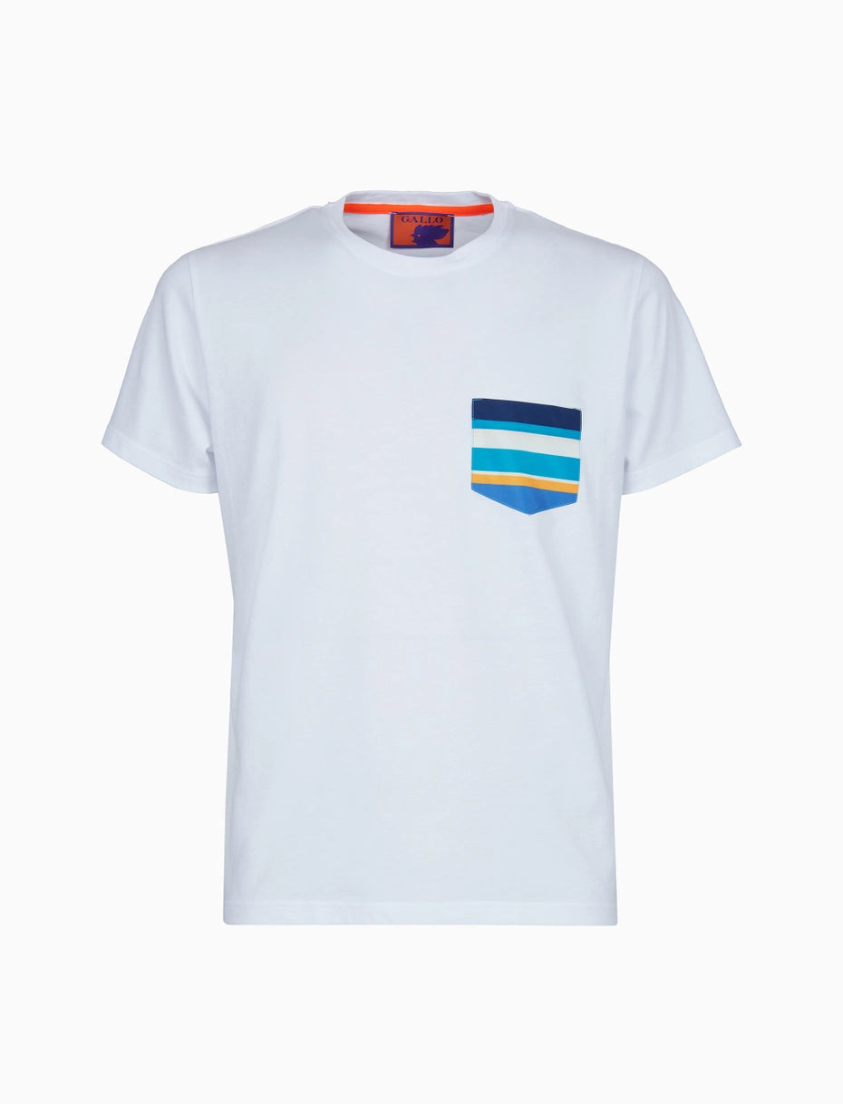 T-Shirt in Cotone con Taschino / Bianco - Ideal Moda