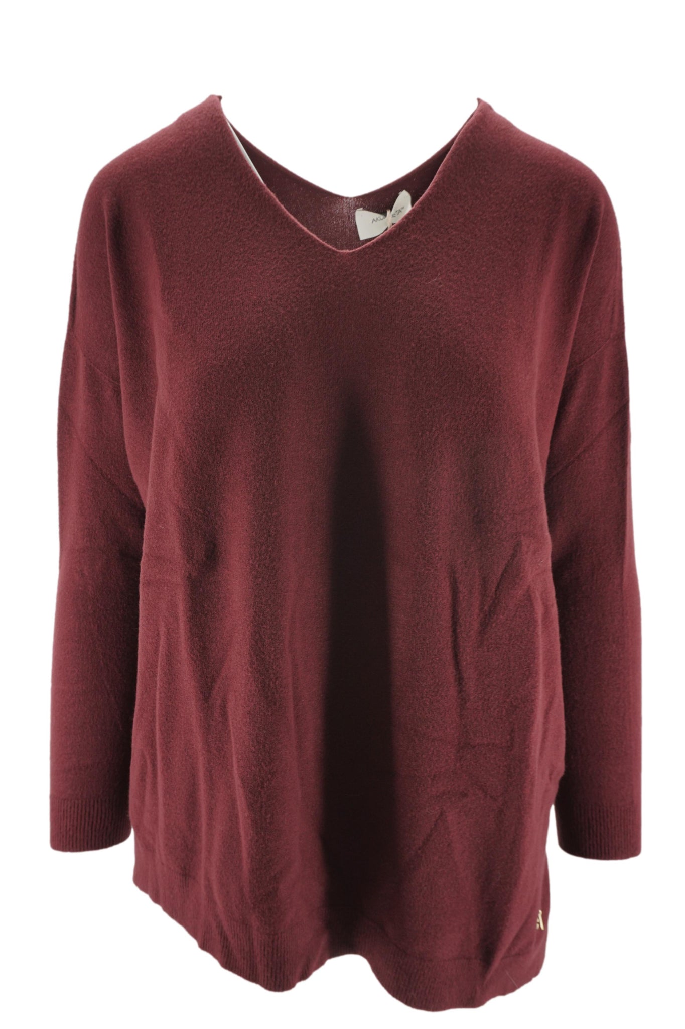 Maglia Boxy Fit con Scollo a V / Bordeaux - Ideal Moda