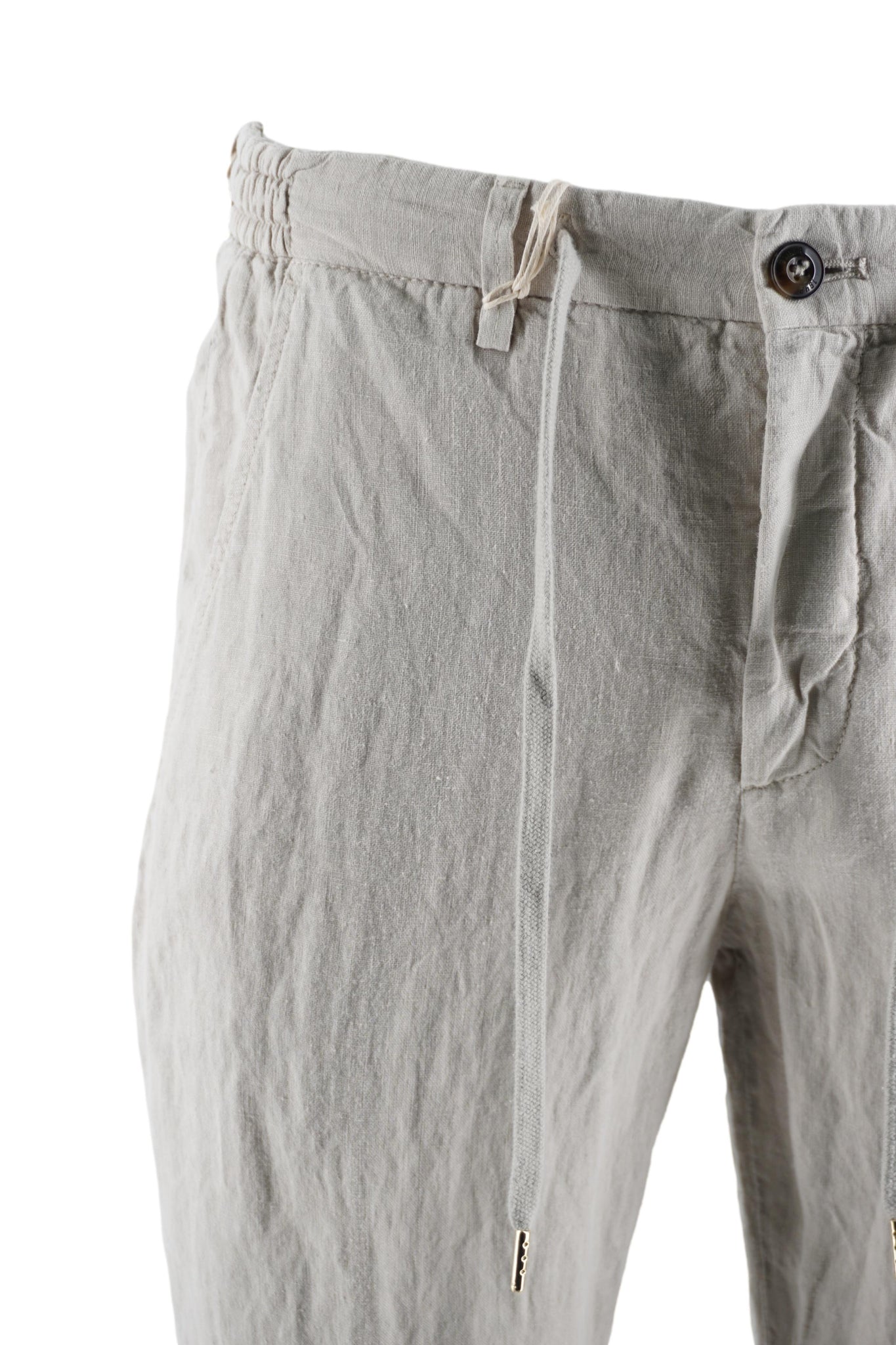 Pantalone in Lino con Coulisse in Vita / Grigio - Ideal Moda
