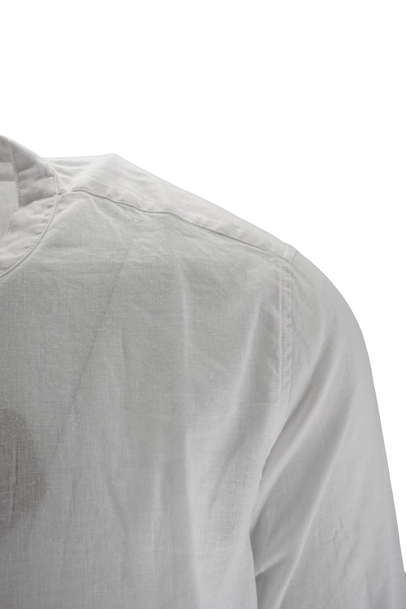 Camicia in Lino con Collo Coreano / Bianco - Ideal Moda