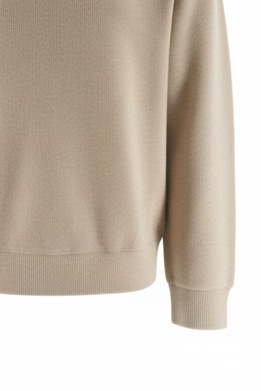 Felpa Girocollo a Coste / Beige - Ideal Moda