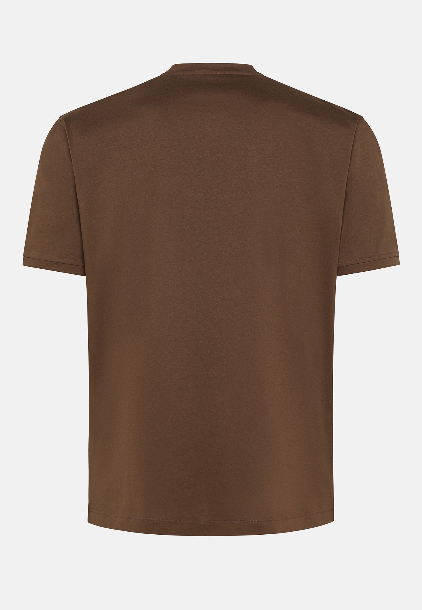 T-Shirt Girocollo in Cotone Filo di Scozia / Marrone - Ideal Moda
