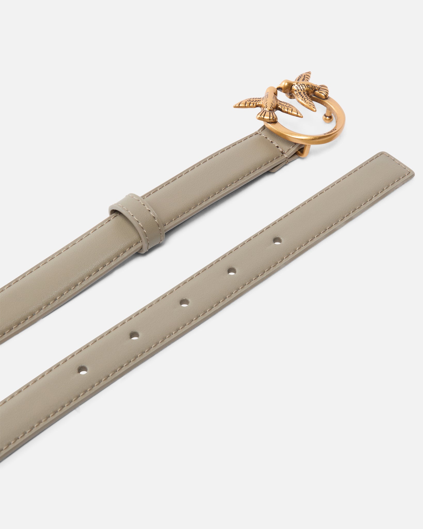 Cintura Sottile Love Birds in Pelle 2 cm / Tortora - Ideal Moda