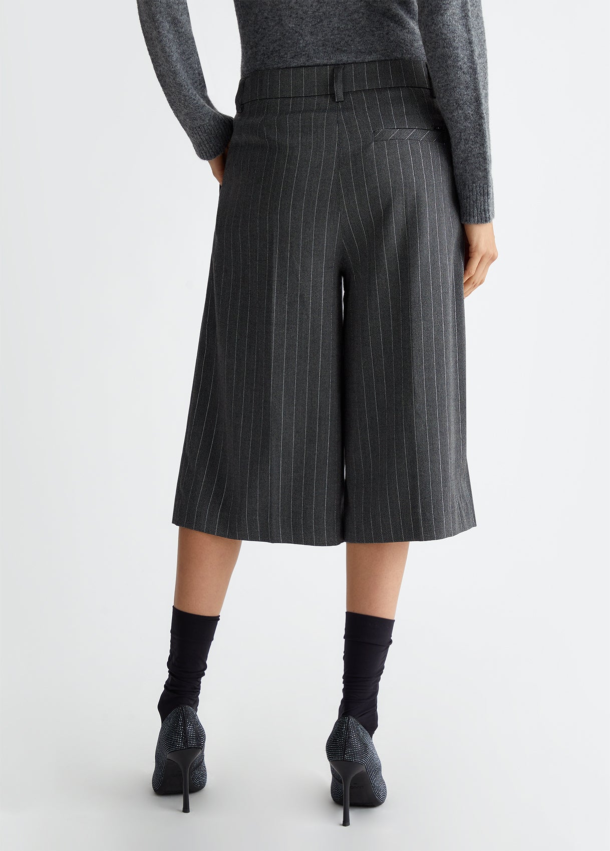 Pantalone Culotte Gessato / Grigio - Ideal Moda