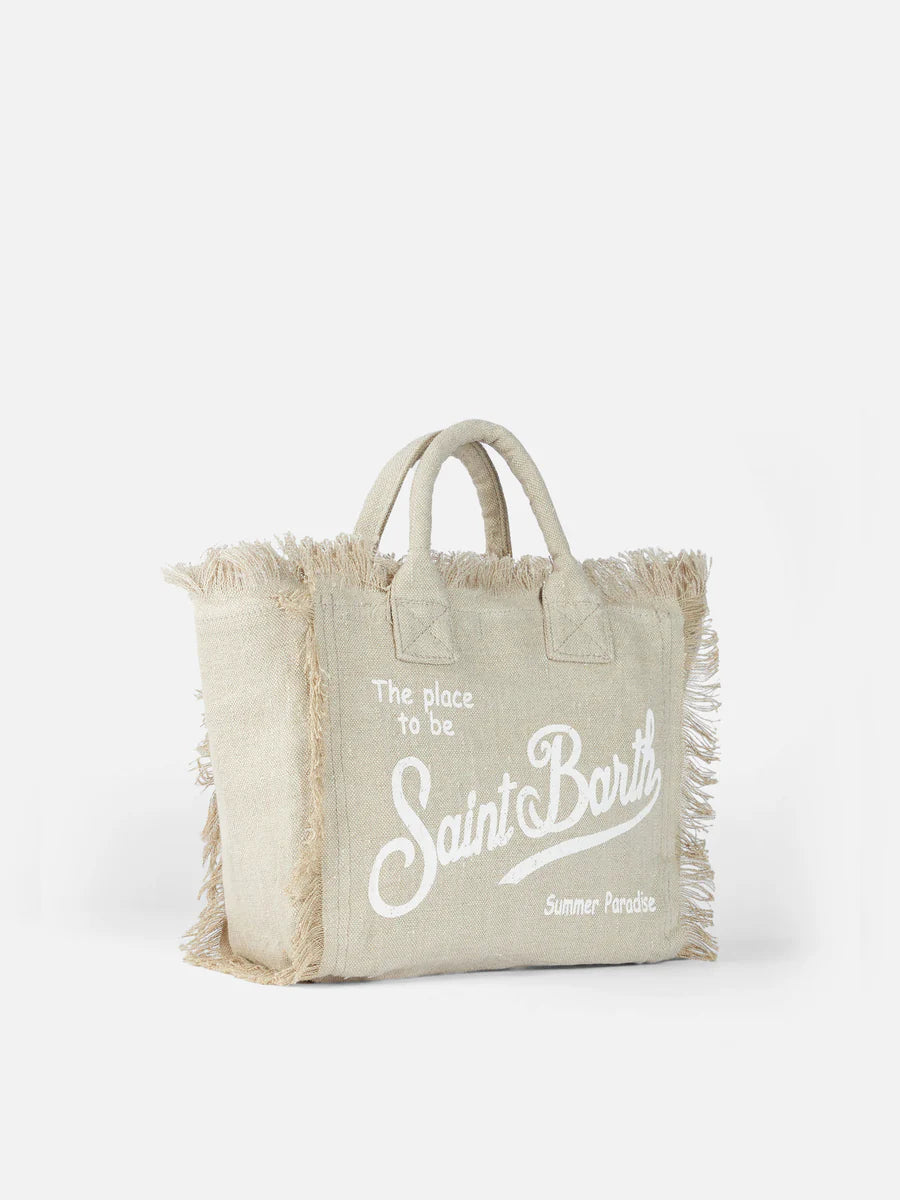 Borsa Colette in Lino con Ricami / Beige - Ideal Moda