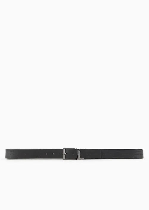 Cintura Reversibile in Pelle con Lettering Emporio Armani / Nero - Ideal Moda
