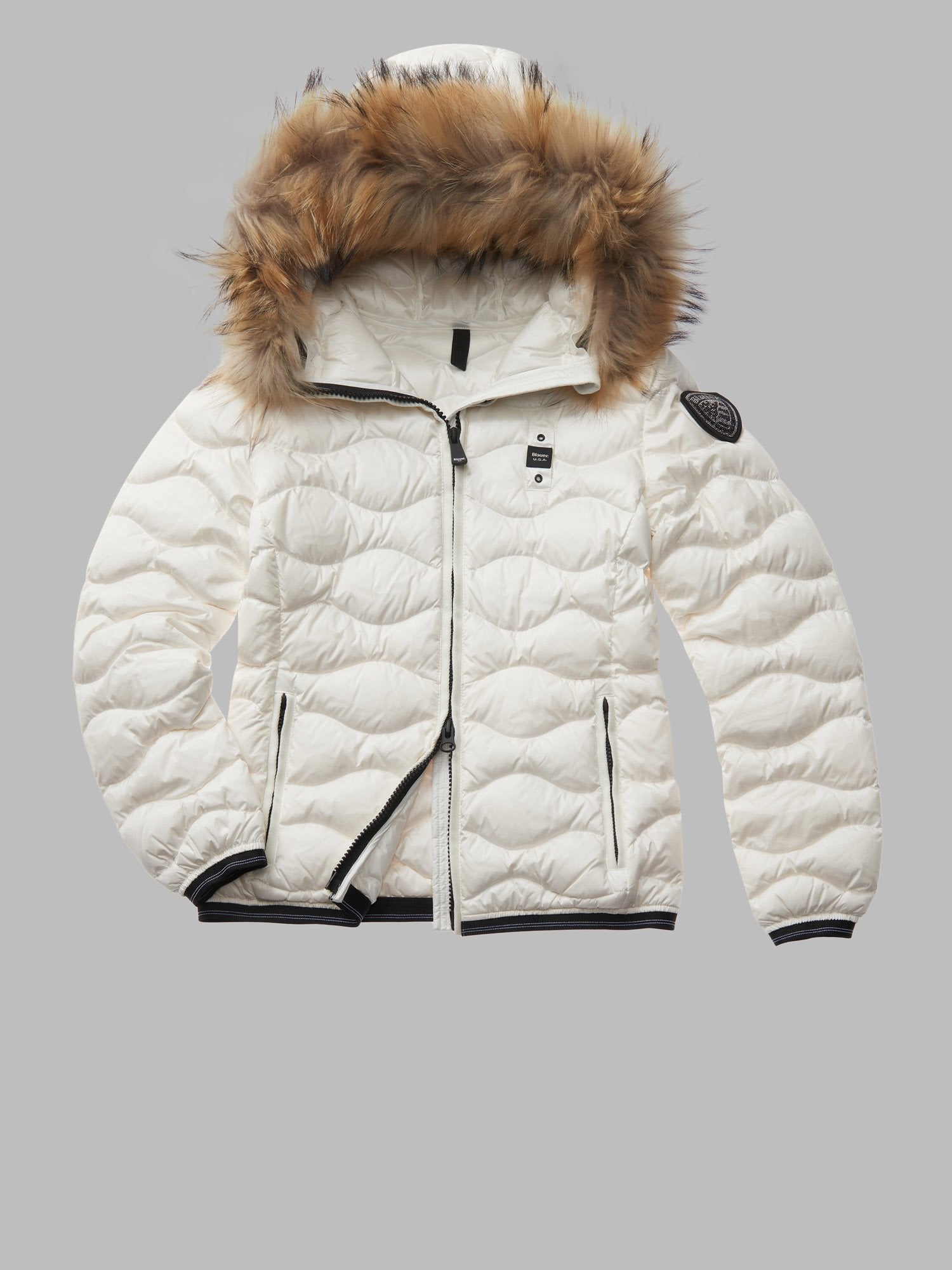 Pelliccia Bianco Blauer Con Pelo Blauer Piumino Imbottito Con