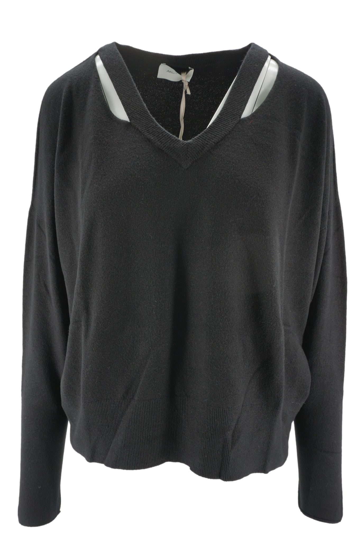 Maglia Boxy Fit con Scollo a V / Nero - Ideal Moda