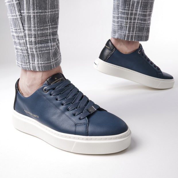 Sneaker in Pelle Modello London / Blu - Ideal Moda