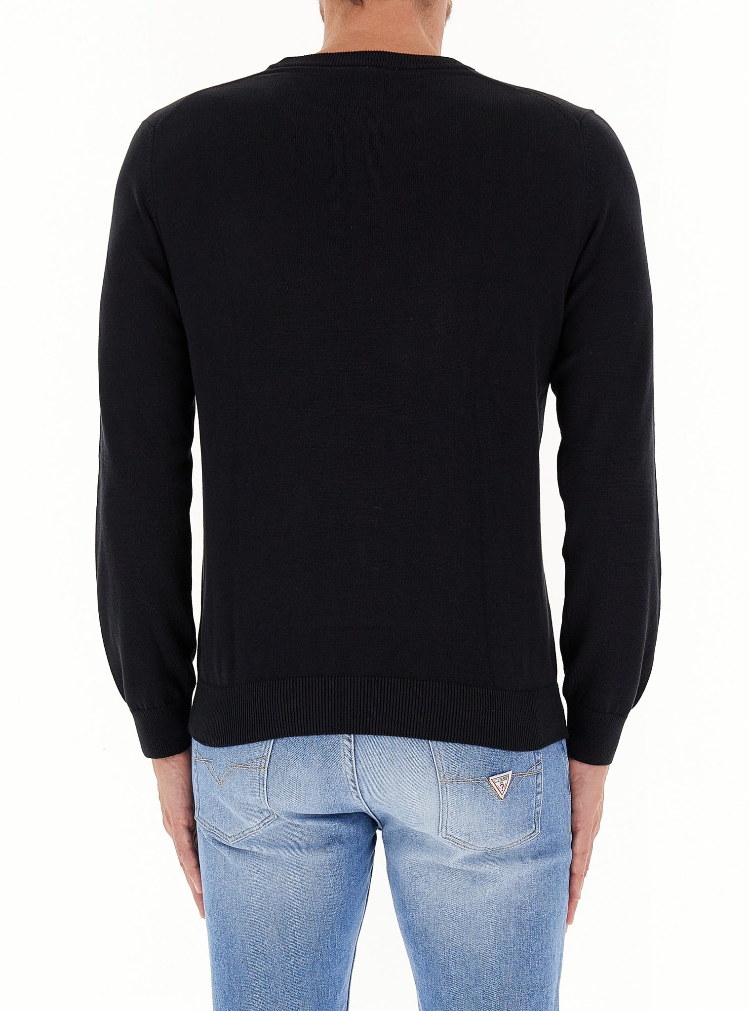 Crew Neck Sweater in Cotton Blend / Black
