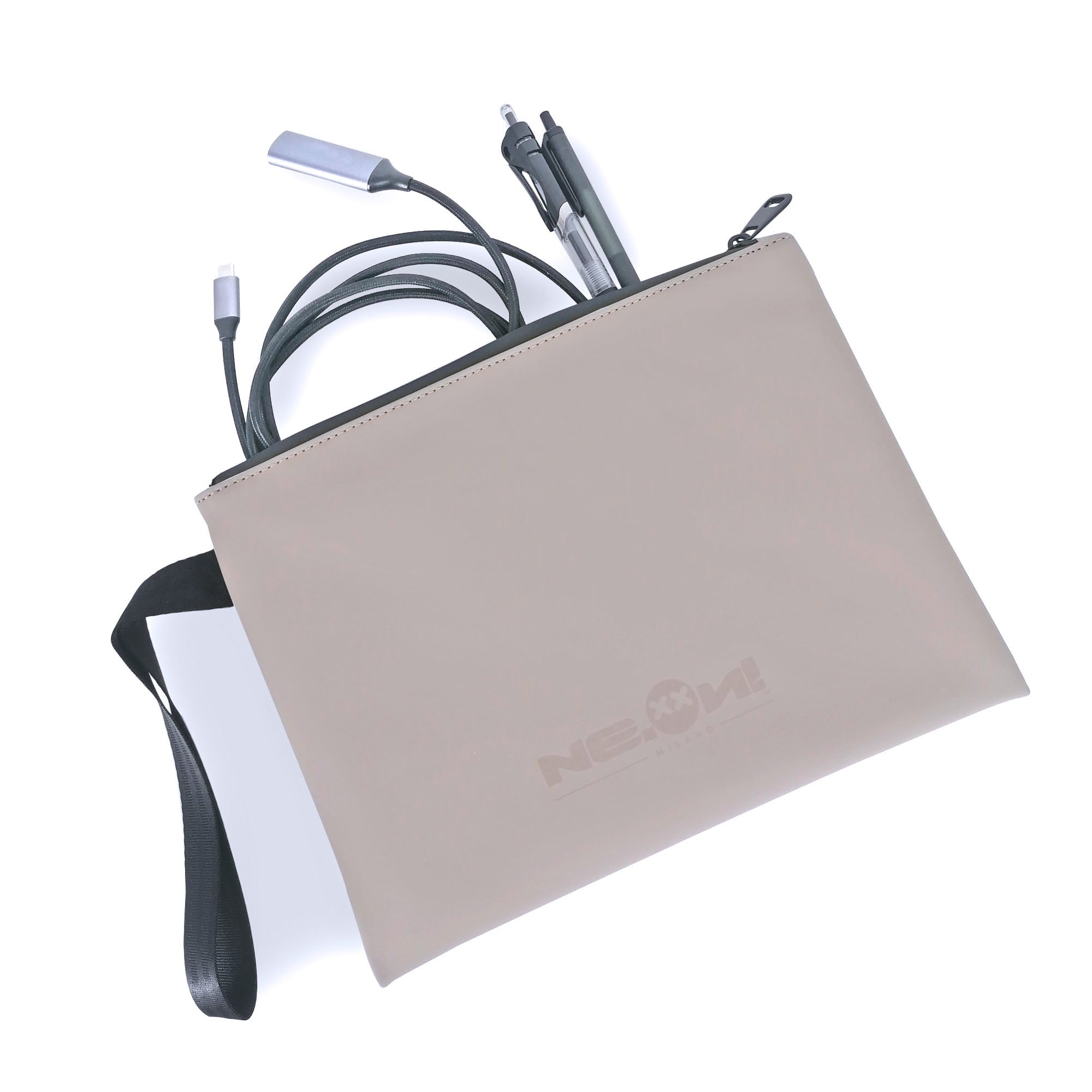 Maxi Pouch con Logo / Beige - Ideal Moda