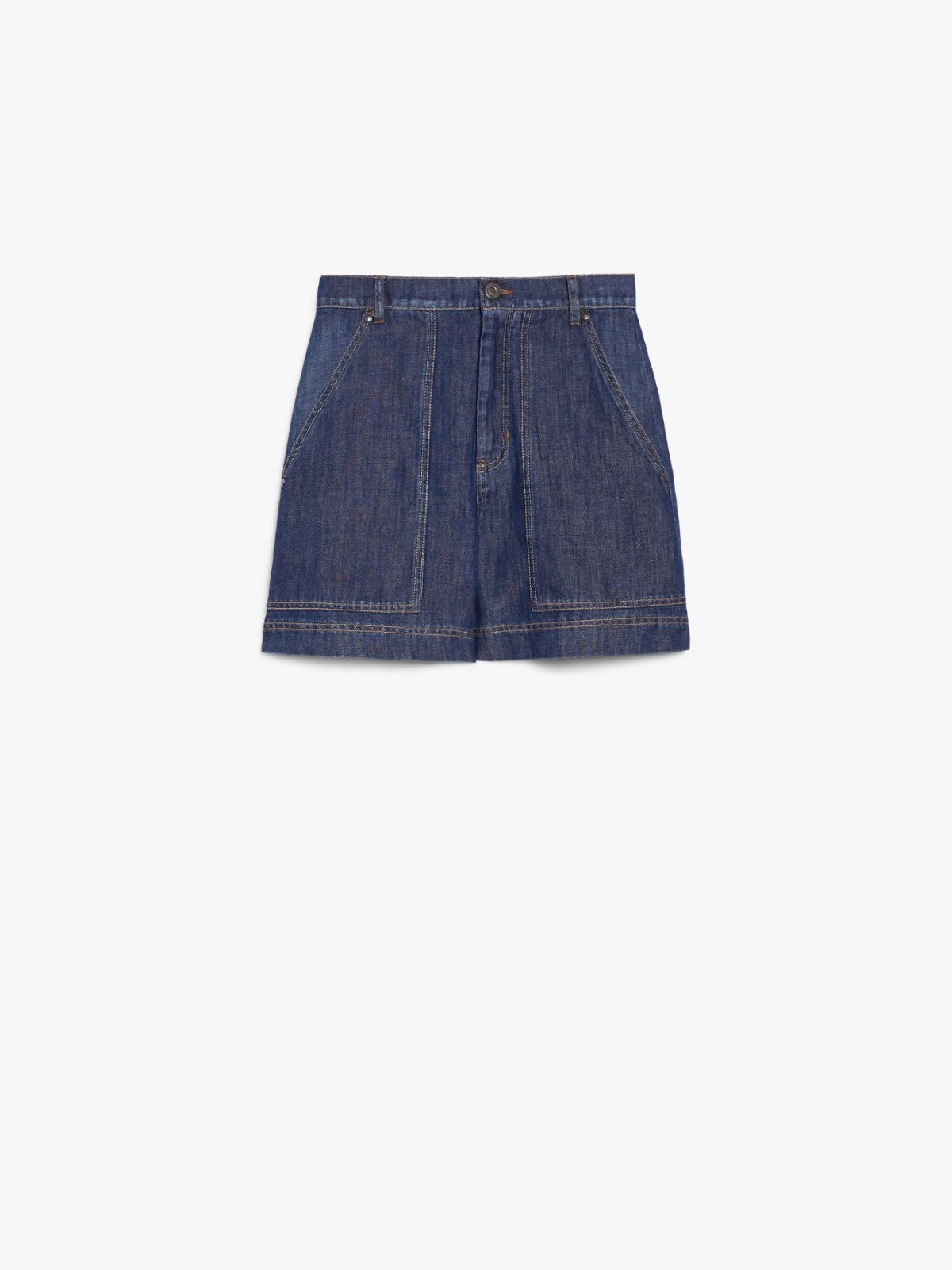 Bermuda in Denim di Cotone e Lino / Jeans - Ideal Moda