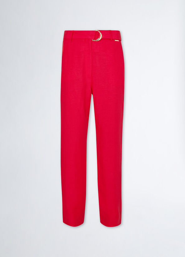 Pantalone con Cintura / Rosso - Ideal Moda