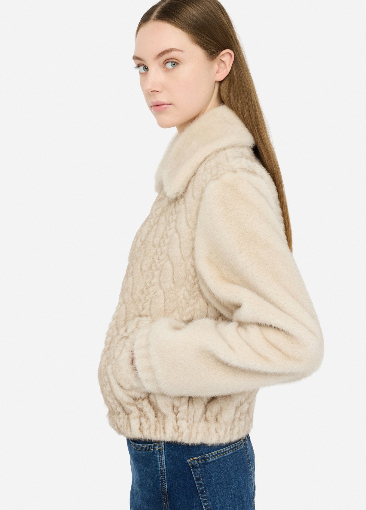 Bomber in Teddy con Trecce / Beige - Ideal Moda