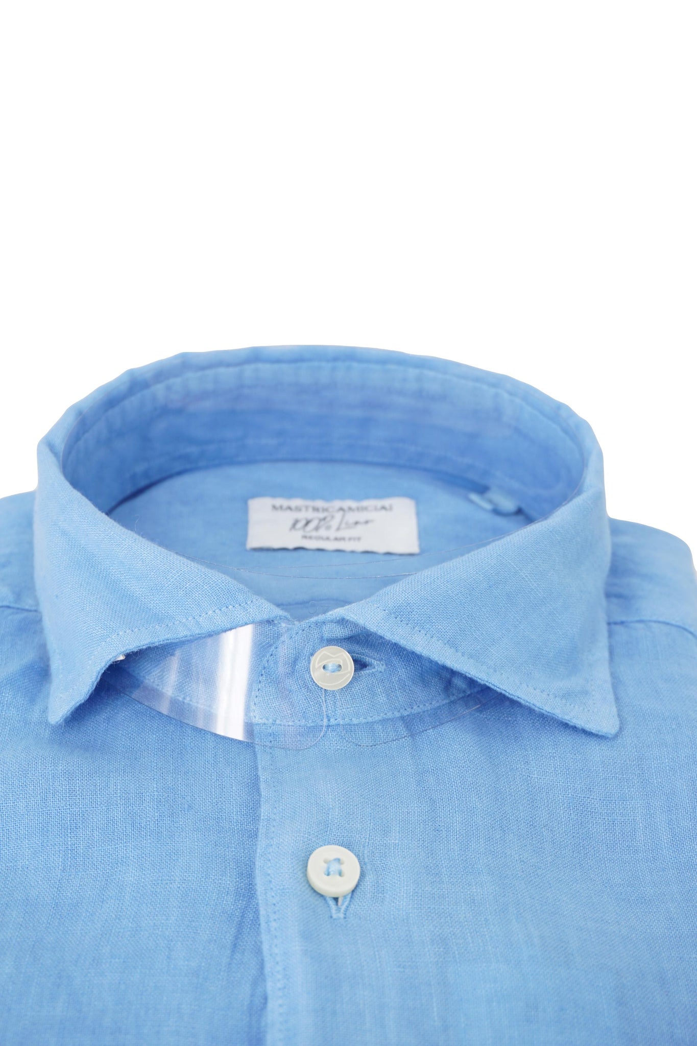 Camicia in Lino con Collo Morbido / Azzurro - Ideal Moda